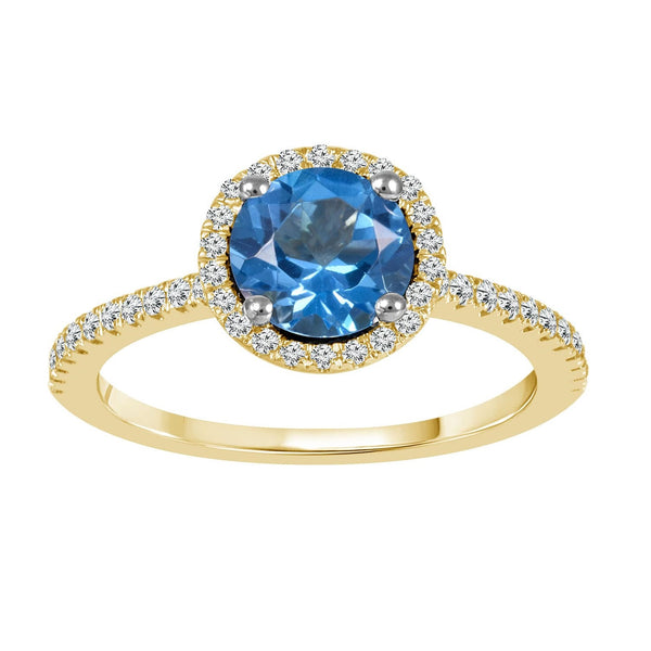 Blue Topaz and Diamond Ring