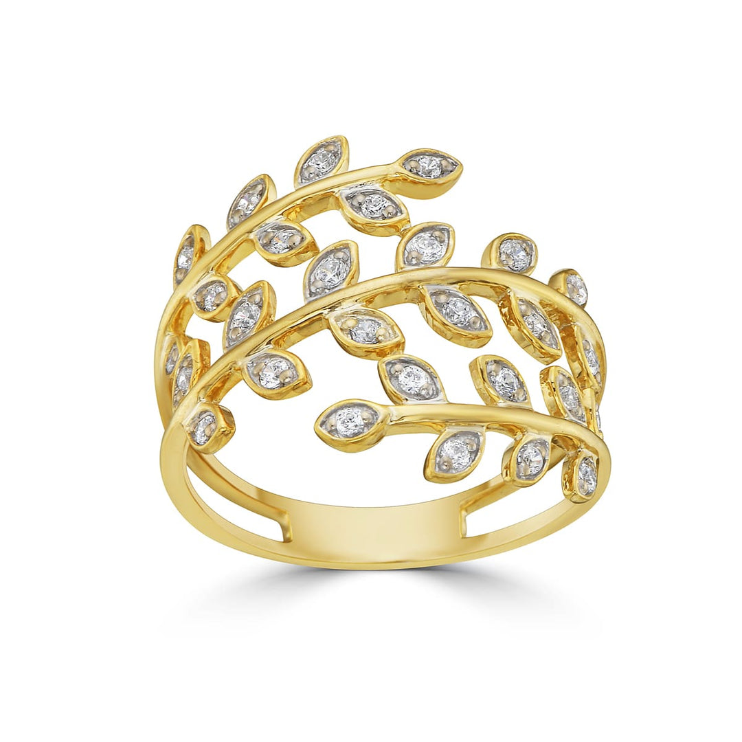 Diamond Leaf Ring in 14k yellow gold