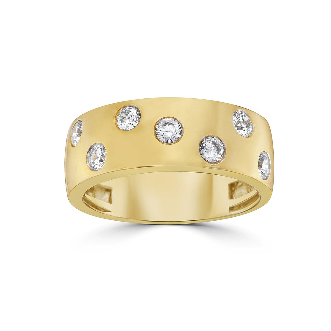 Scattered CZ Wide Band Ring
