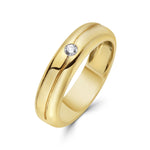 Mens Single Diamond Band Ring in 14k yellow gold 