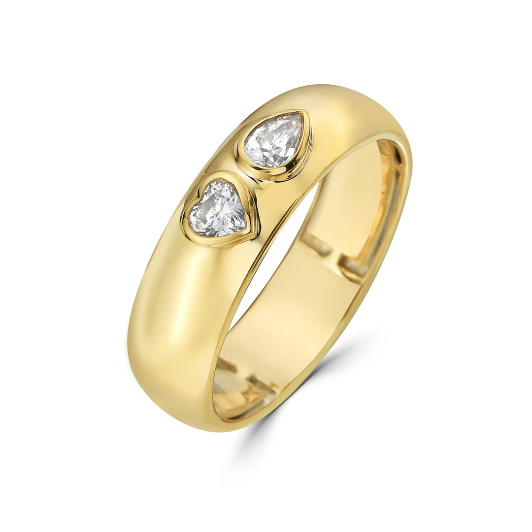Toi Et Moi Heart and Pear Diamond Band Ring