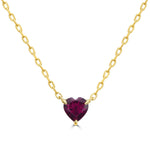 Load image into Gallery viewer, Rhodolite Garnet Heart Solitaire Pendant in 14k yellow gold
