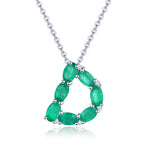 Load image into Gallery viewer, Emerald Initial D Pendant in Sterling Silver with white zircon
