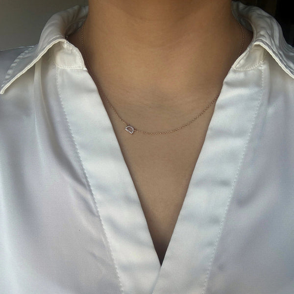 Sideways Diamond Initial Necklace