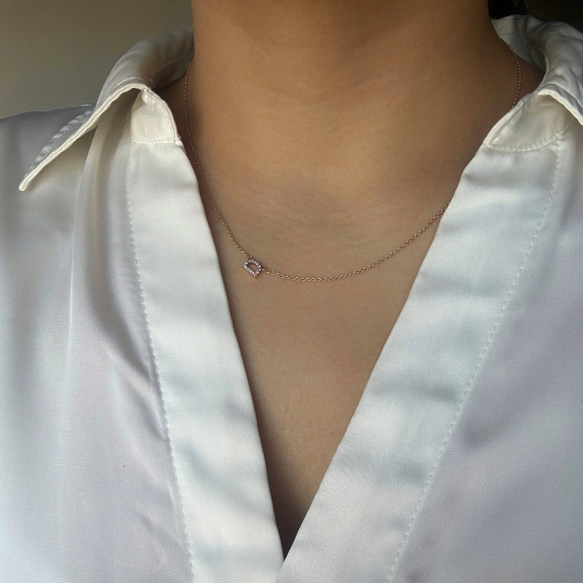 Sideways Diamond Initial Necklace