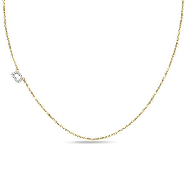 Sideways Diamond Initial Necklace