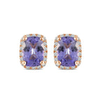 Load image into Gallery viewer, Tanzanite and Diamond Studs in 14k rose gold