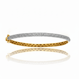 yellow sterling silver bangle with 3 rows of cz stones 