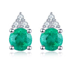 Load image into Gallery viewer, Emerald and White Zircon Studs in Sterling Silver
