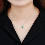 Load image into Gallery viewer, Three Stone Oval Emerald Drop Pendant in Sterling Silver
