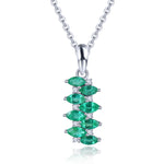 Load image into Gallery viewer, Marquis Emerald With White Zircon Pendant in Sterling Silver
