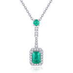 Load image into Gallery viewer, Emerald and White Zircon Drop Pendant in Sterling Silver
