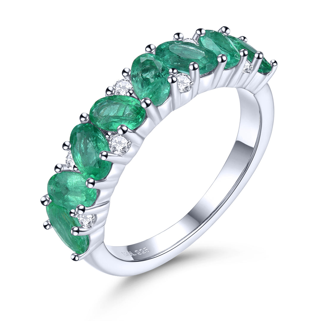 Oval Emerald Fashion Ring in Sterling Silver
