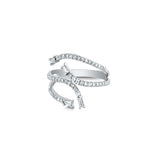 diamond fashion ring with round and baguette diamonds in white gold