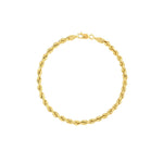 yellow gold rope chain bracelet in 4mm