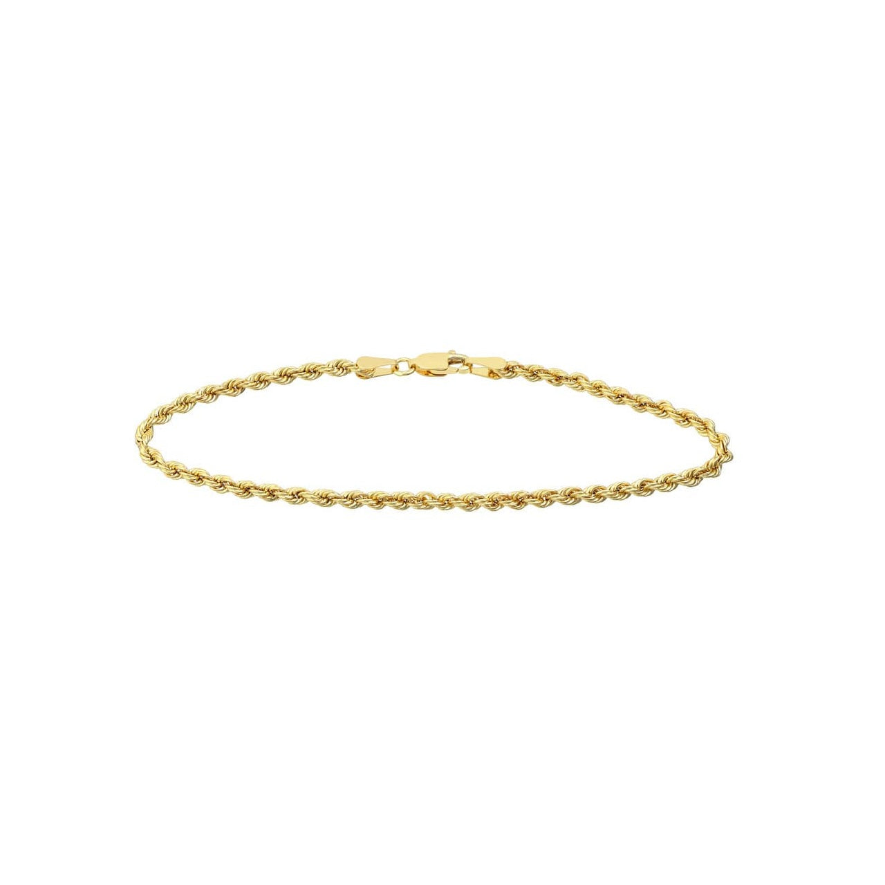 yellow gold rope chain bracelet in 3mm