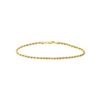 yellow gold rope chain bracelet in 3mm