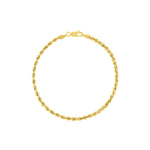 yellow gold rope chain bracelet in 3mm