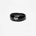 batman shaped diamond set in black gold mens ring