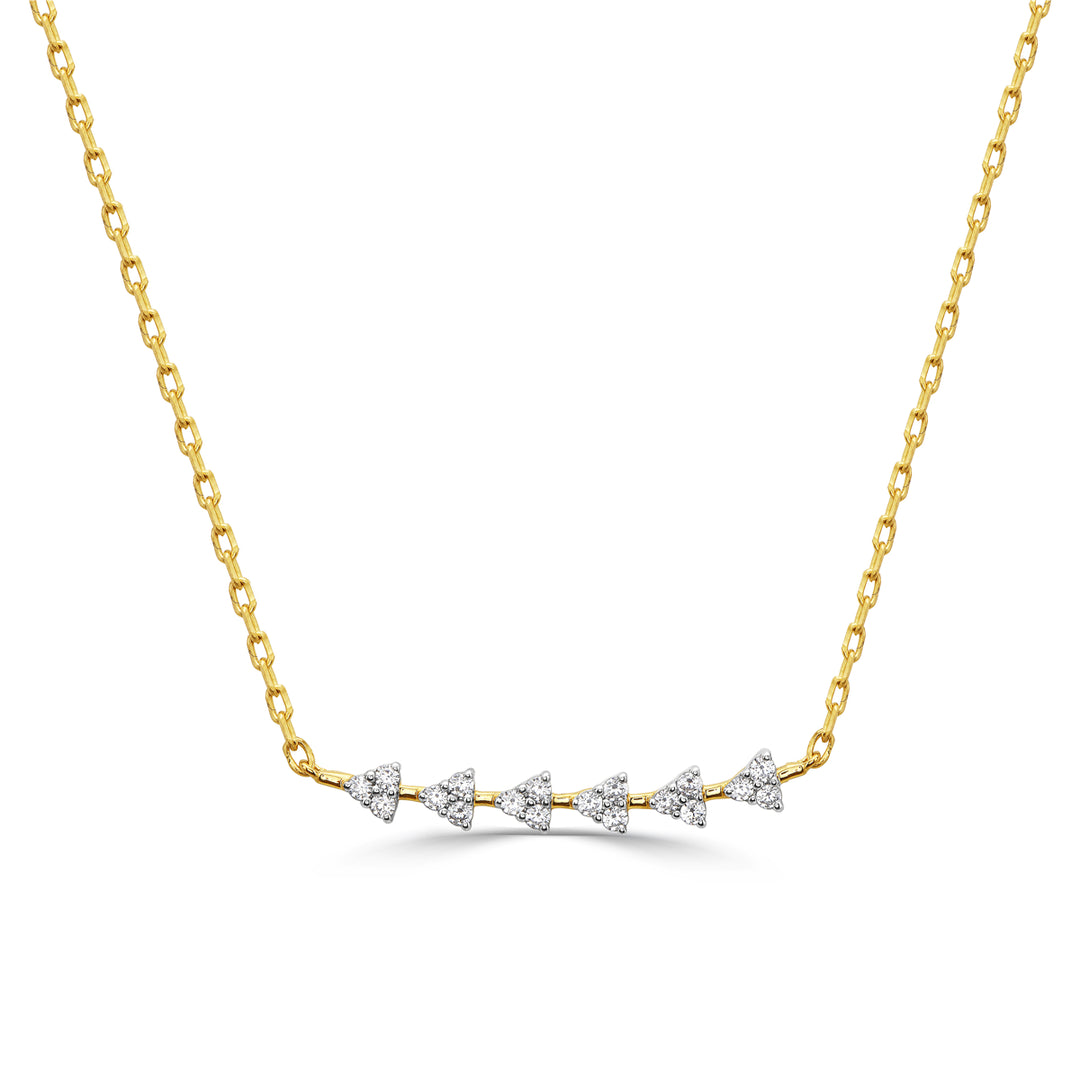 diamond cluster bar in 14k yellow gold