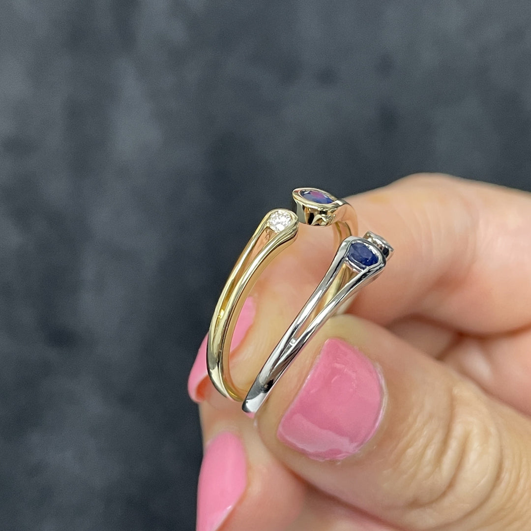 Diamond and Sapphire Open Band Ring
