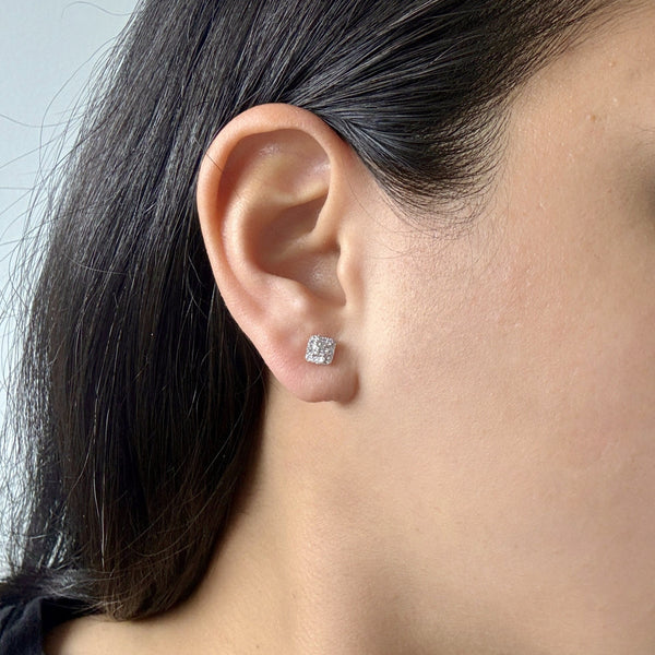 Diamond Halo Stud Earrings