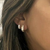 Diamond Honeycomb Gold Huggie Earrings  