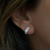 Diamond Honeycomb Gold Huggie Earrings  