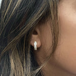 Diamond V Shape Gold Hoop Earrings  