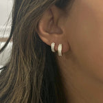 Diamond V Shape Gold Hoop Earrings  