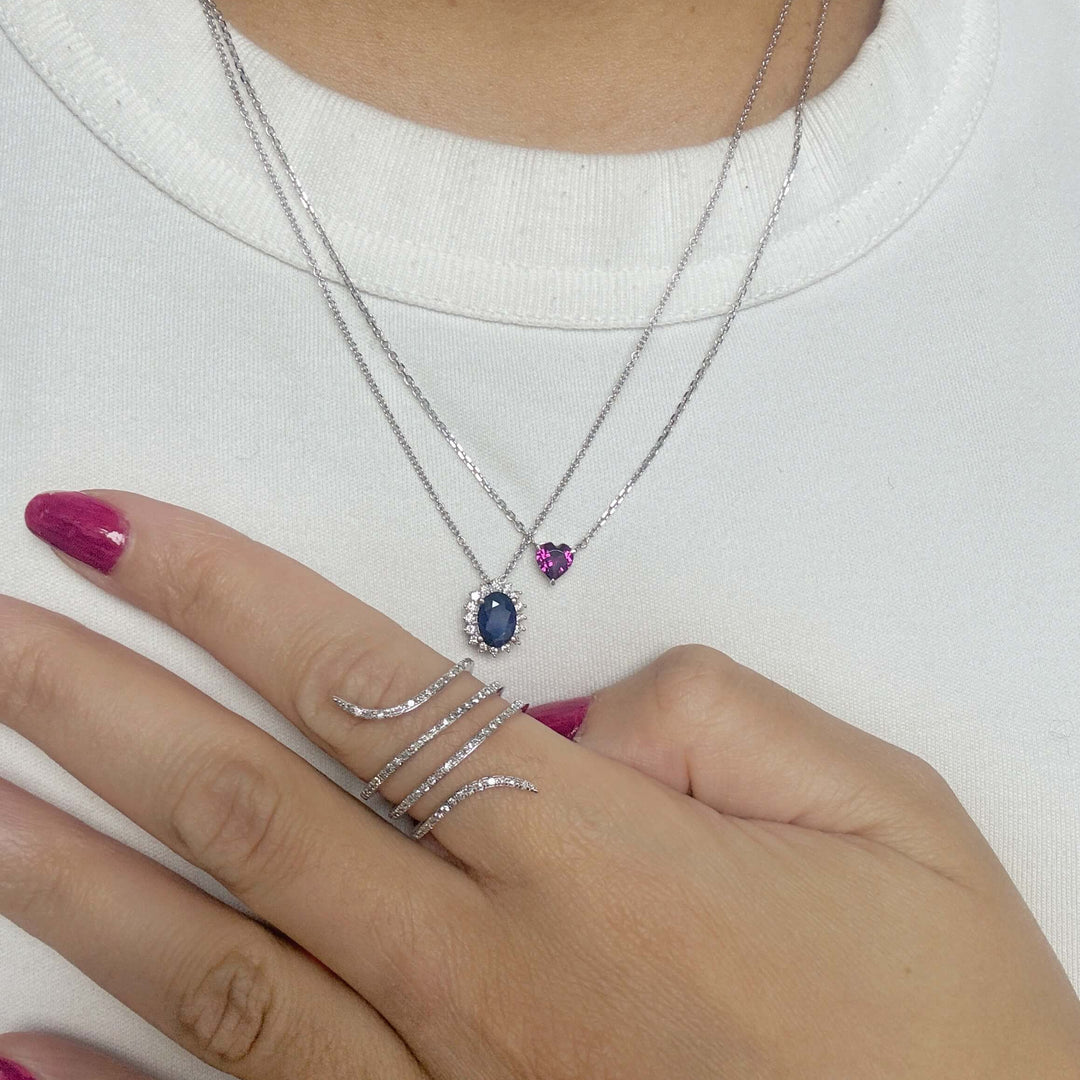 garnet heart shaped pendant in 14k white gold layering necklaces with blue sapphire and diamond pendant with diamond snake ring