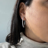 Classic CZ Oval Hoop Earrings  