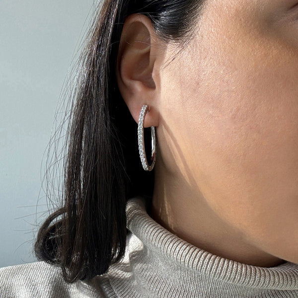 Classic CZ Oval Hoop Earrings