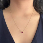 Load image into Gallery viewer, Rhodolite Garnet Heart Solitaire Pendant in 14k yellow gold

