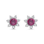 Load image into Gallery viewer, spinel and diamond stud earrings in 18k white gold
