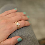 Load image into Gallery viewer, baguette diamond bubble ring in 10k yellow gold. stackable diamond ring.
