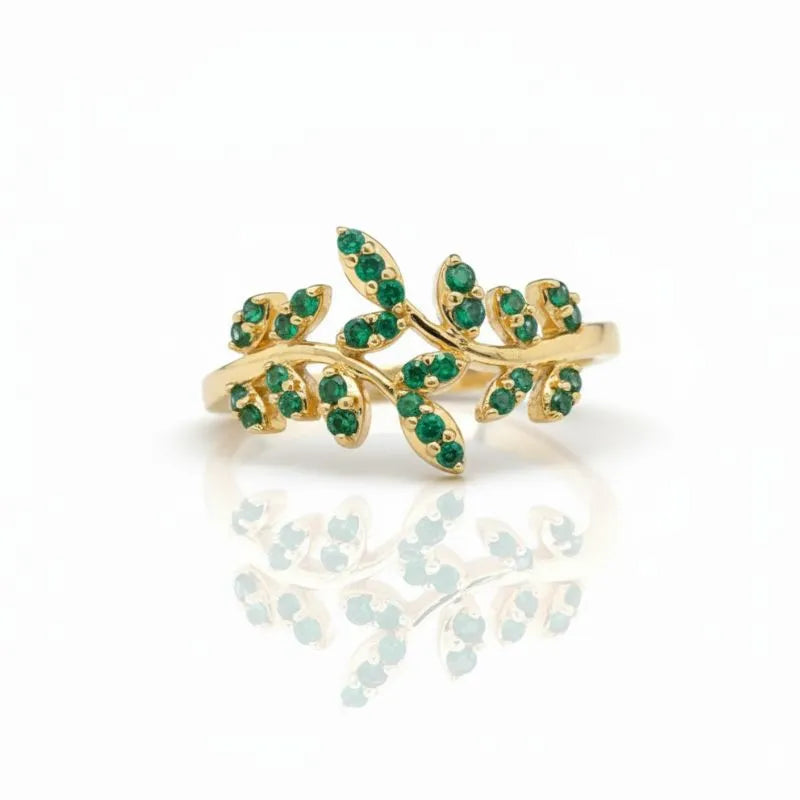 Emerald Leaf Ring