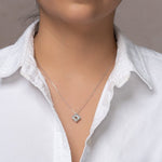Load image into Gallery viewer, unique jewelry, unique pendant, unique necklace with only baguette diamonds and a cable chain that is 18in that is adjustable to 16in. White gold baguette diamond necklace, layering necklace. Square necklace, square pendant, geo art jewelry, geo art necklace