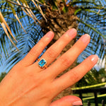 Load image into Gallery viewer, blue topaz ring, gemstone ring, blue ring, cocktail rings, fashion rings, blue topaz and diamond rings, something blue, unique engagement ring, gemstone engagement ring, promise ring for her