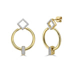 Load image into Gallery viewer, 14k yellow gold detachable diamond earrings that can be diamond studs, gold hoops, or diamond pendant