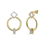 14k yellow gold detachable diamond earrings that can be diamond studs, gold hoops, or diamond pendant