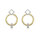 14k yellow gold detachable diamond earrings that can be diamond studs, gold hoops, or diamond pendant