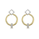 14k yellow gold detachable diamond earrings that can be diamond studs, gold hoops, or diamond pendant