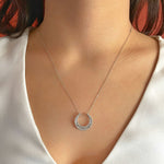 Load image into Gallery viewer, diamond moon pendant in white gold
