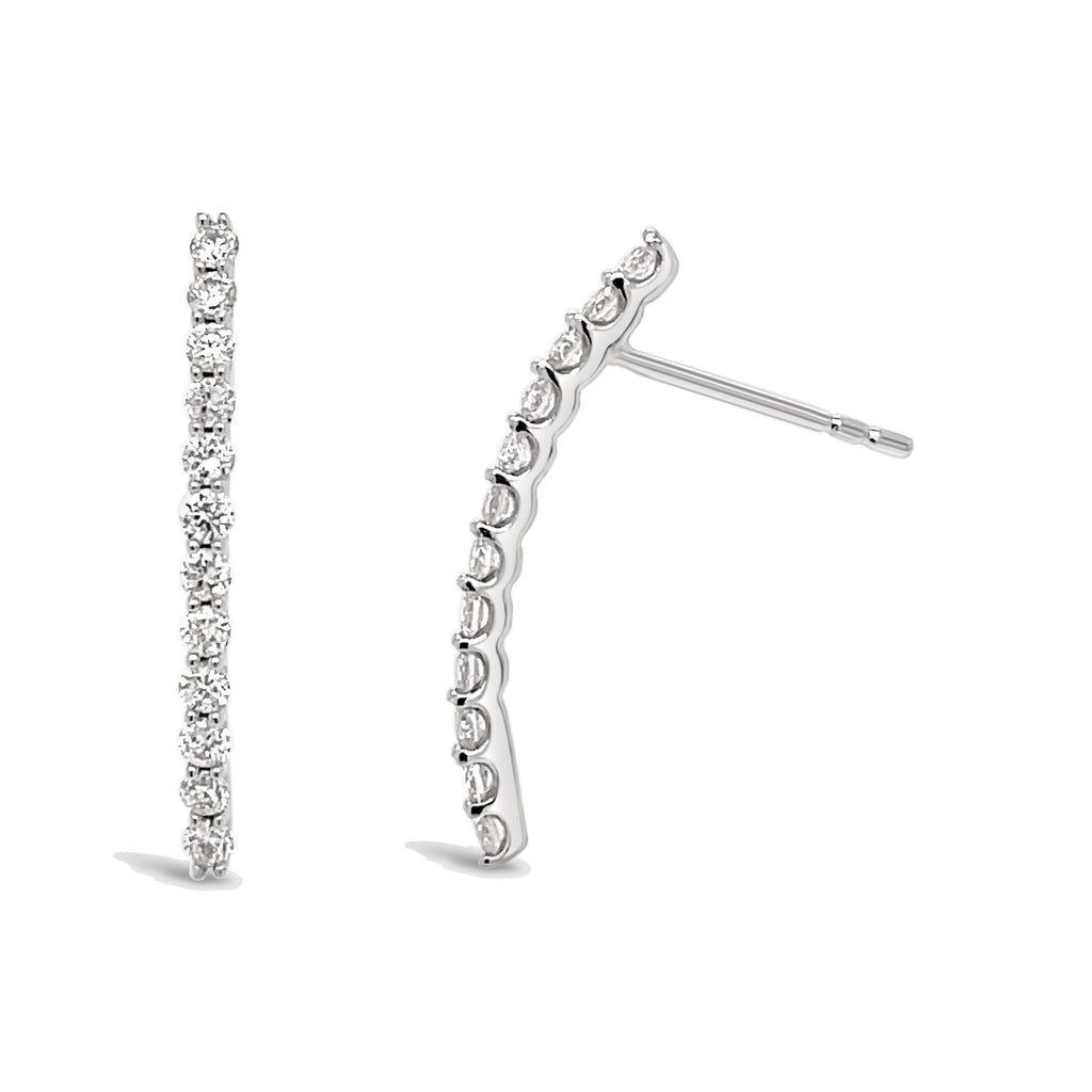 diamond bar stud earrings in white gold 