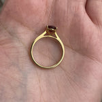 Load image into Gallery viewer, Oval Cut Solitaire Rubellite Ring in 14k Yellow Gold
