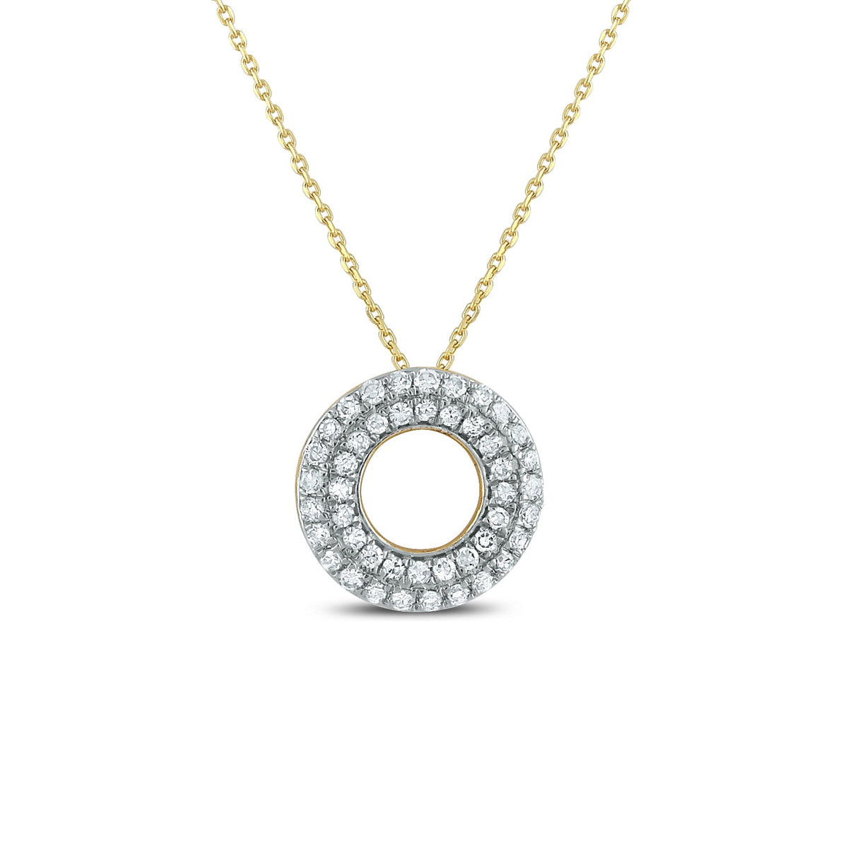 Diamond Double Circle Pendant Necklace in 14K Yellow Gold, 0.50 ct. t.w. -  100% Exclusive