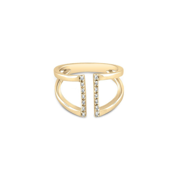 Open Diamond Bar Gold Ring