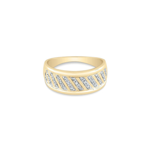 Diagonal Diamonds Gold Ring