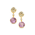 Load image into Gallery viewer, Citrine and Amethyst Drop Earrings